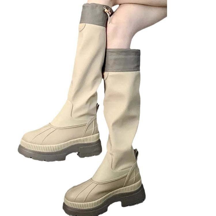 Small Height Increasing Skinny Outdoors Commute Trousers With An Women's Leather Boots