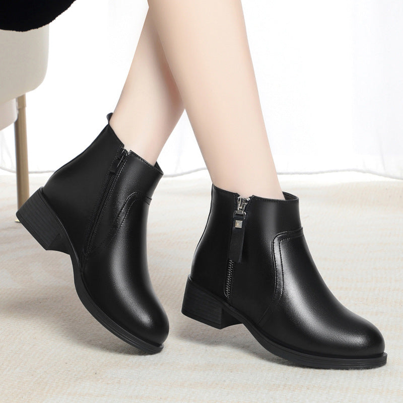 Women's Winter Genuine Cotton Flat Veet Short Heels