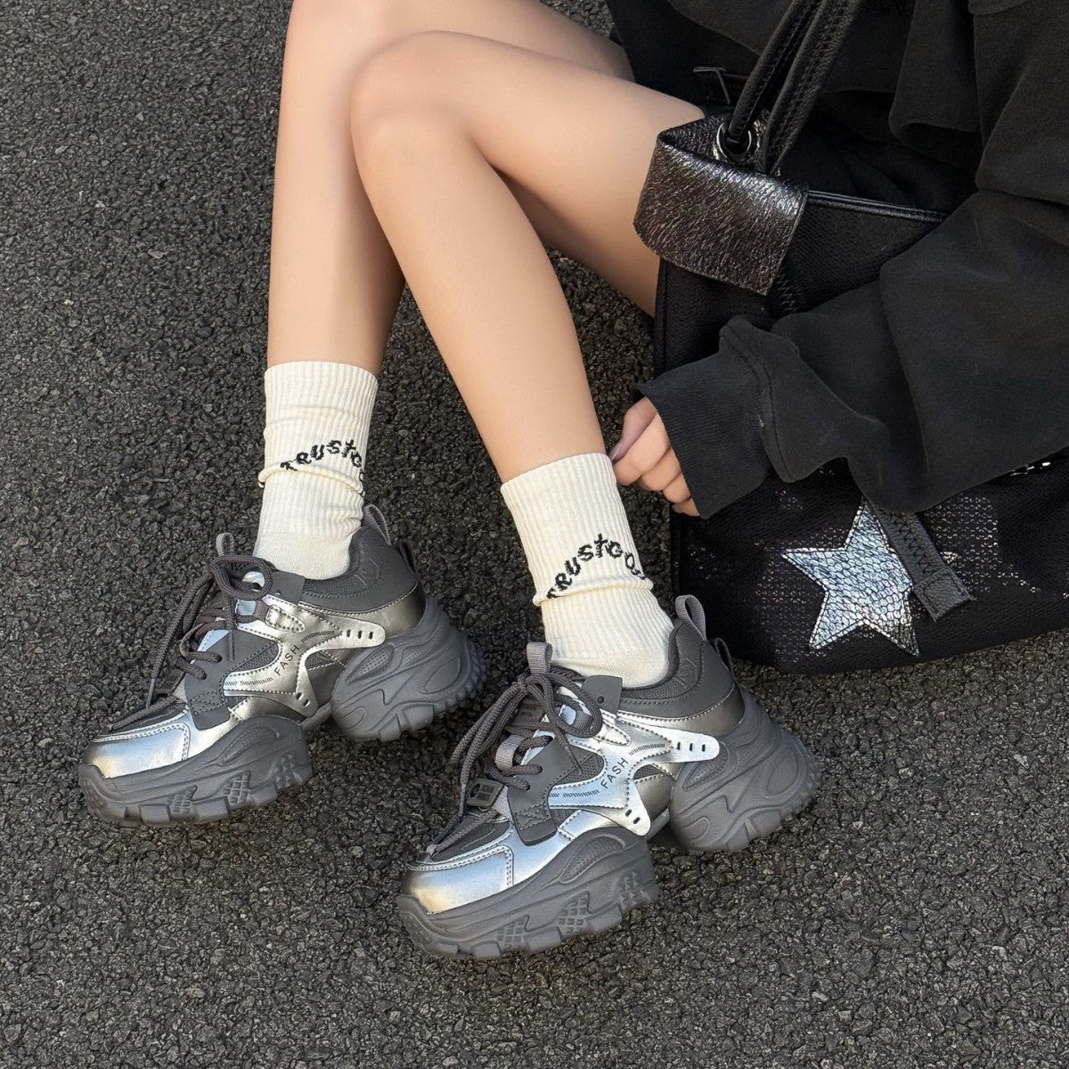 Women's Authentic Clunky Autumn Small Platform Height Women's Casual Shoes