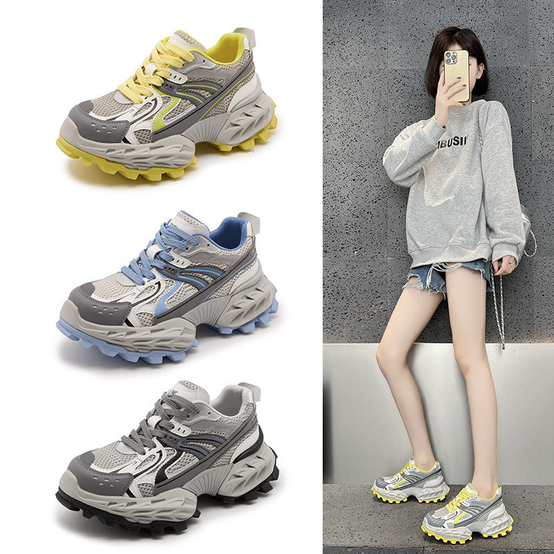 Women's Spring European Goods Mesh Breathable Platform Round Toe Casual Shoes