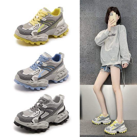 Women's Spring European Goods Mesh Breathable Platform Round Toe Casual Shoes