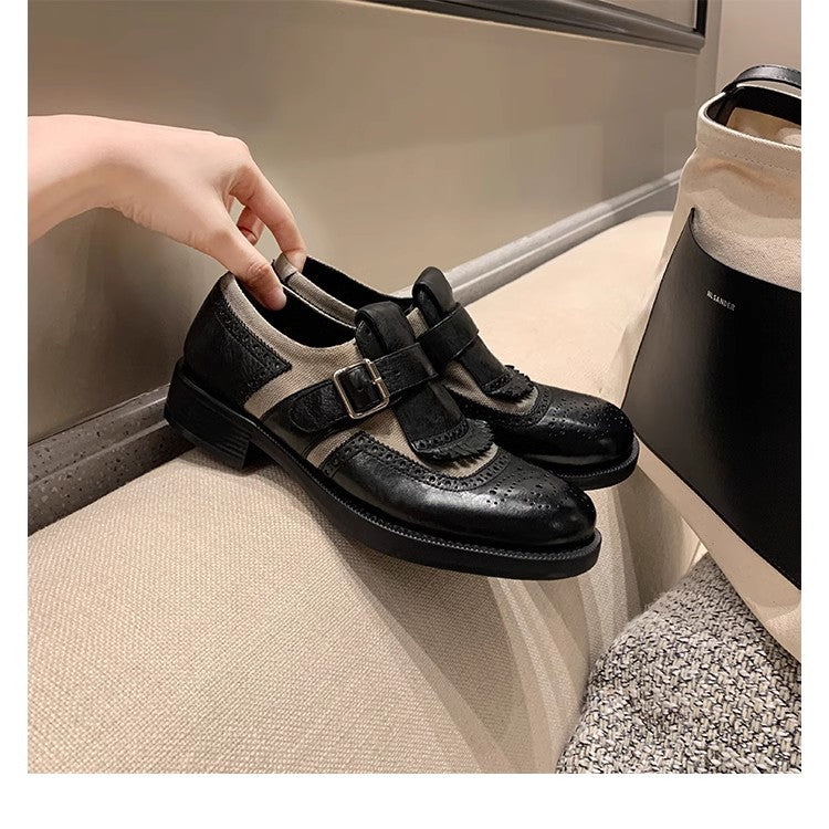 Version Heavy Retro Horse Carving Brogue Women's Fashion Shoes