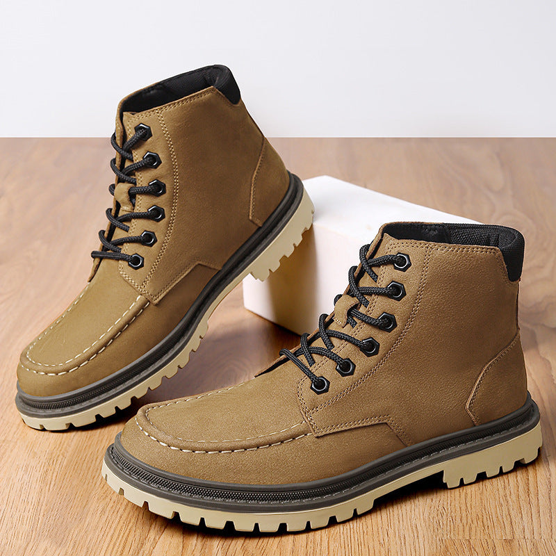 Men's Worker Frosted Cowhide American Retro Motorcycle Boots