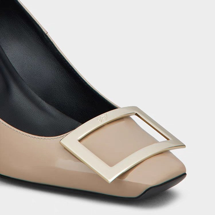 Classic Cm Square Buckle Daily Commuter Shallow Women's Fashion Shoes