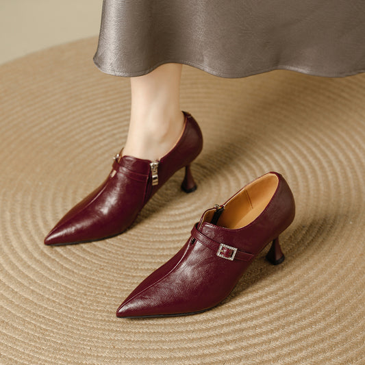 Women's Skirt Side Zipper Belt Buckle Stiletto Women's Fashion Shoes
