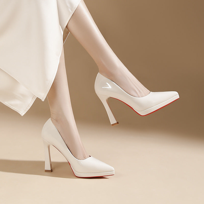 Women's Pointed Stiletto High Waterproof Platform Not Tired Feet Professional Heels