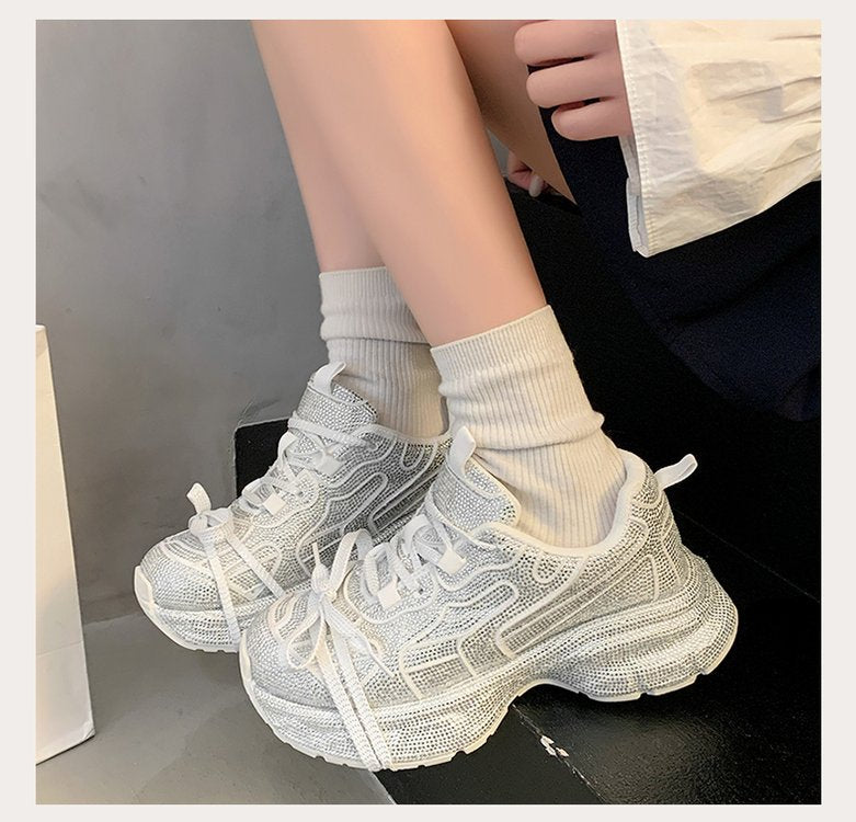 Women's Dad Spring Thick Bottom Increased Fried Street Women's Sports Shoes