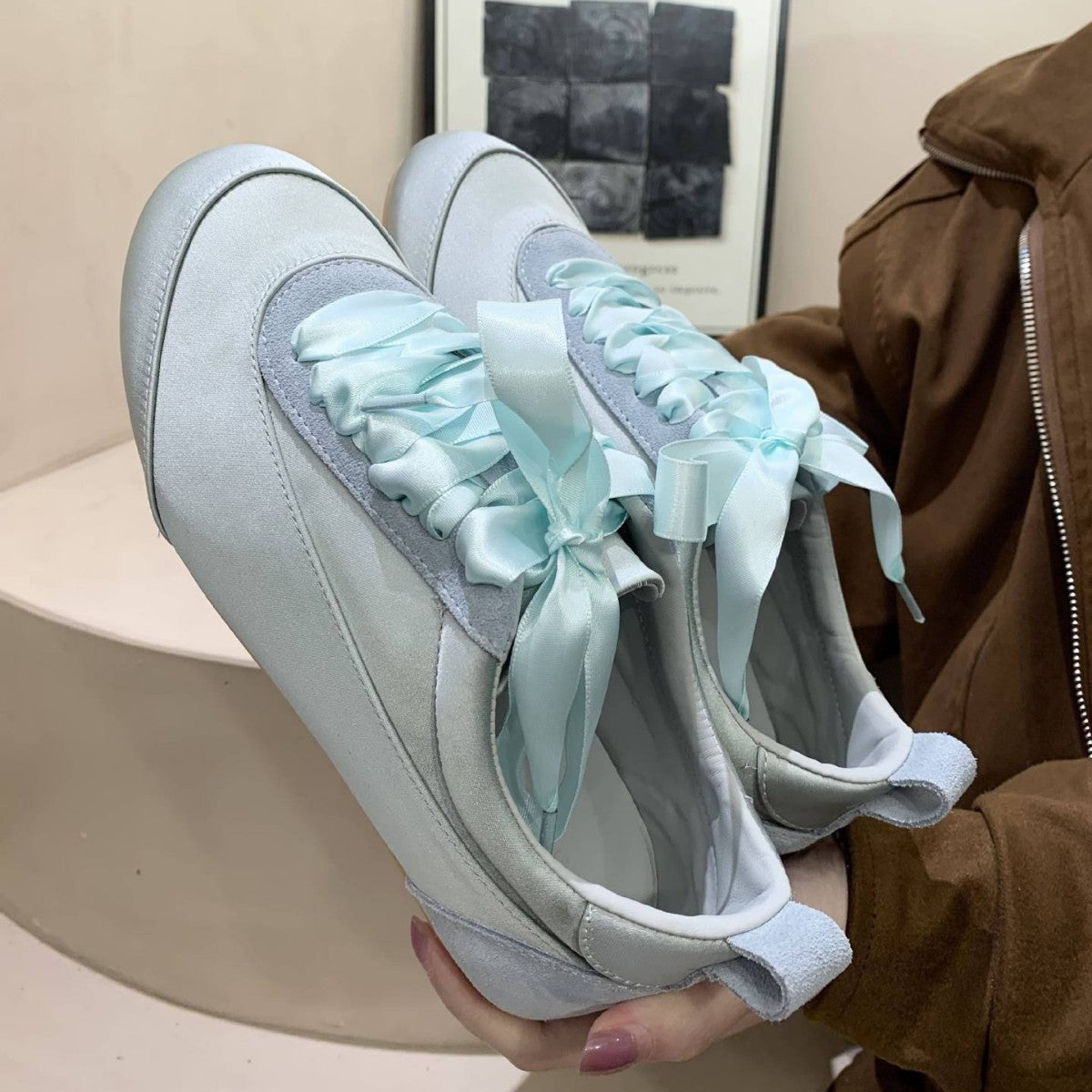 Women's Ballet Satin German Training Design Flat Fashion Women's Sports Shoes