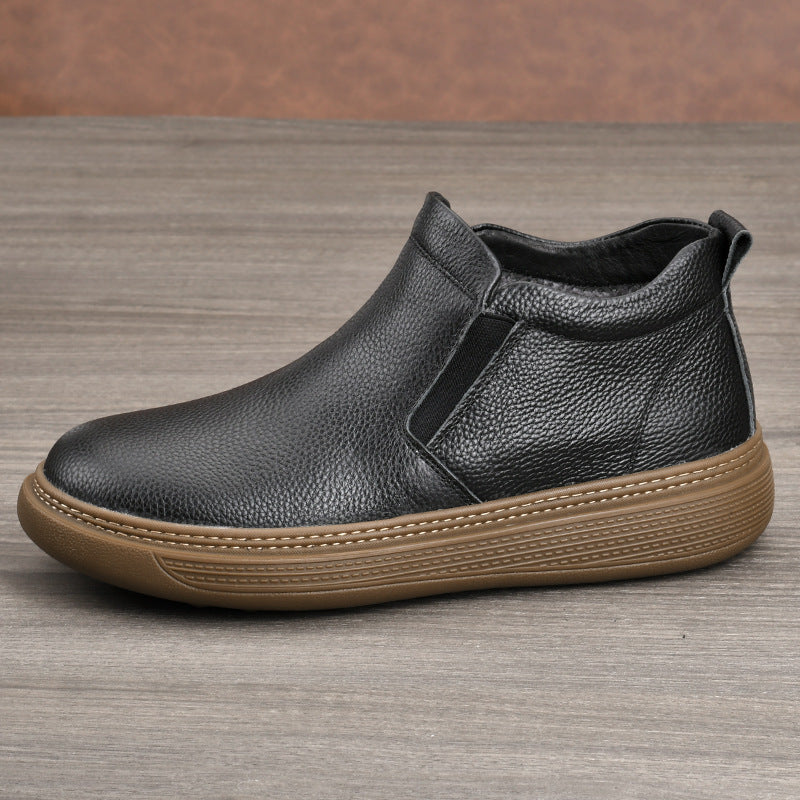 Men's Chelsea Top Layer Cowhide Light Luxury Thick Business High Boots
