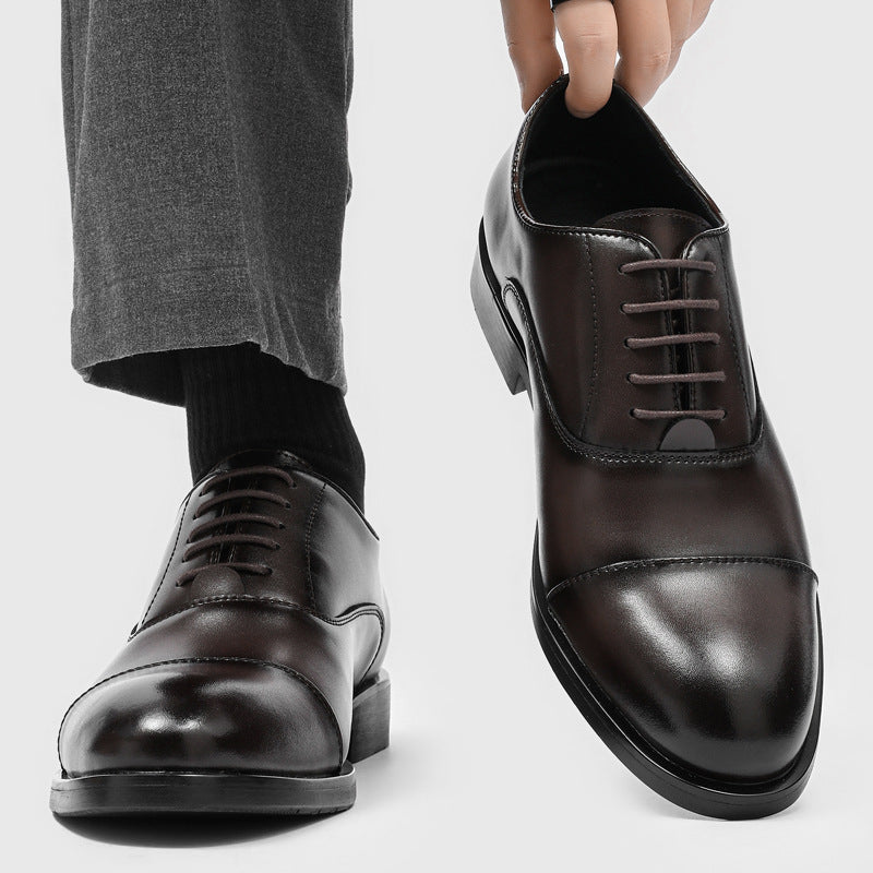 Men's Sense Height Increasing Insole Wedding Three Connector Breathable Business Formal Men's Shoes