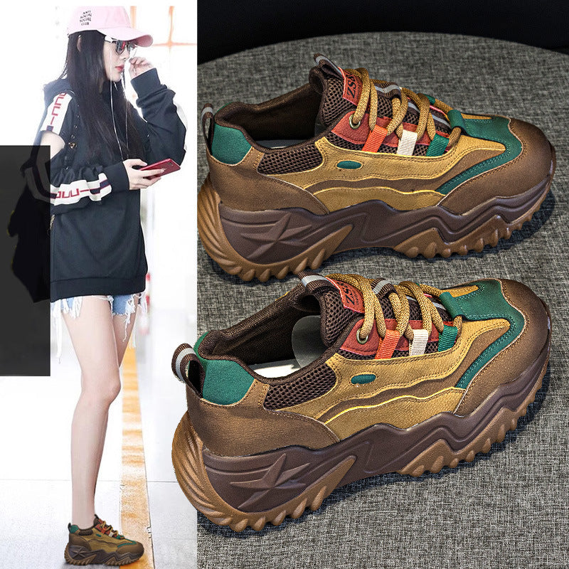 Women's Platform Dad Breathable Warm Small Height Sneakers
