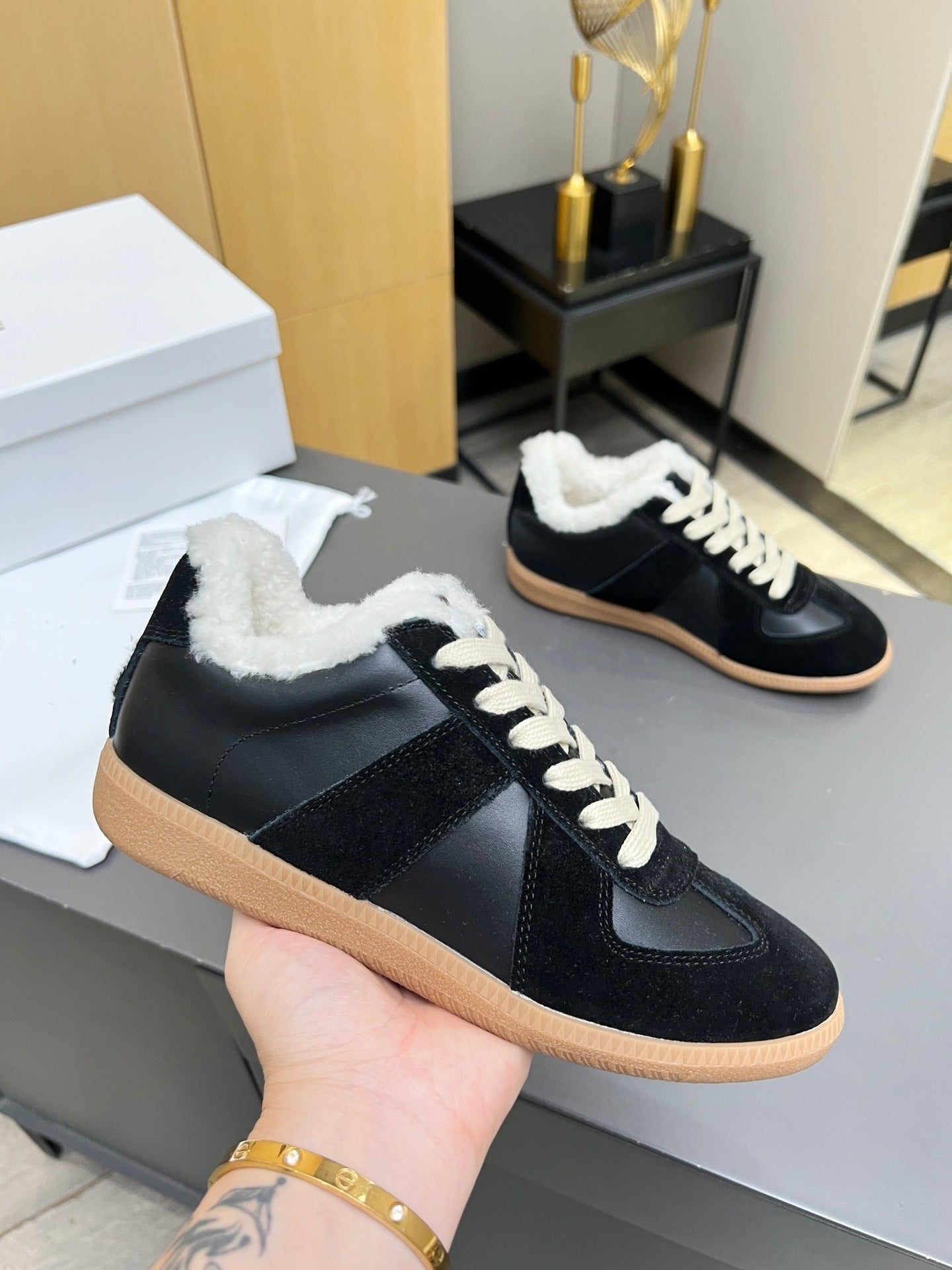 Women's Fleece-lined German Training Real Wool Lining Sports Casual Shoes