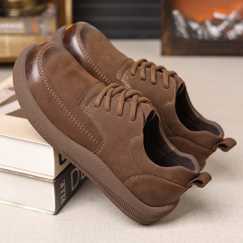 Men's Genuine Soft Bottom Retro Big Head Men's Casual Leather Shoes
