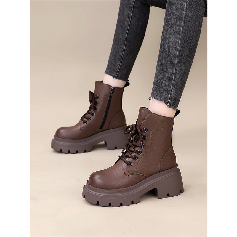 Martin Female First Layer Cowhide Platform Boots