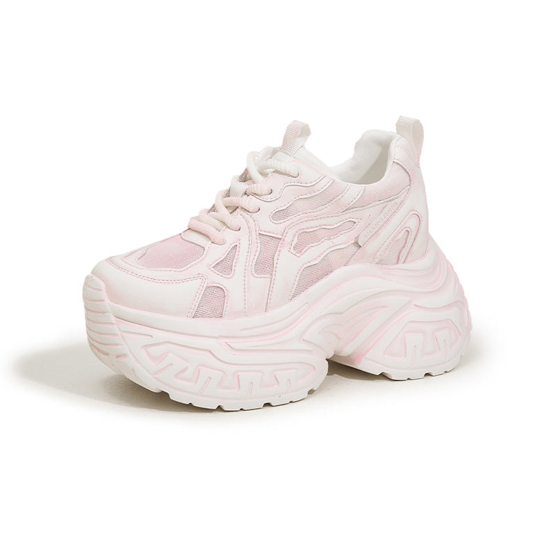 Women's Platform Dad Summer Hollow Mesh Surface Breathable Height Increasing Insole Women's Sports Shoes