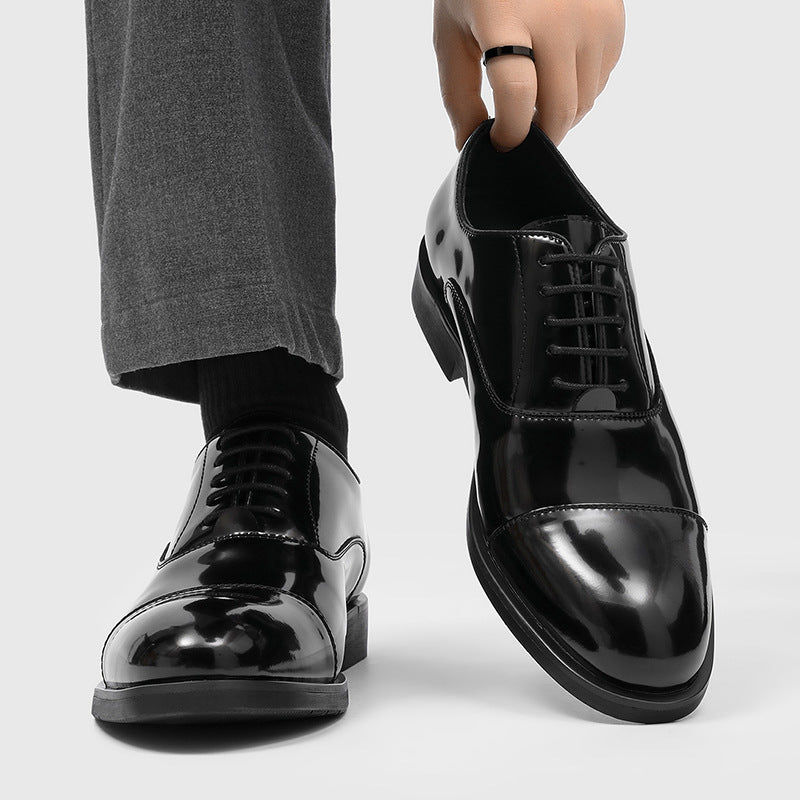 Men's Sense Height Increasing Insole Wedding Three Connector Breathable Business Formal Men's Shoes