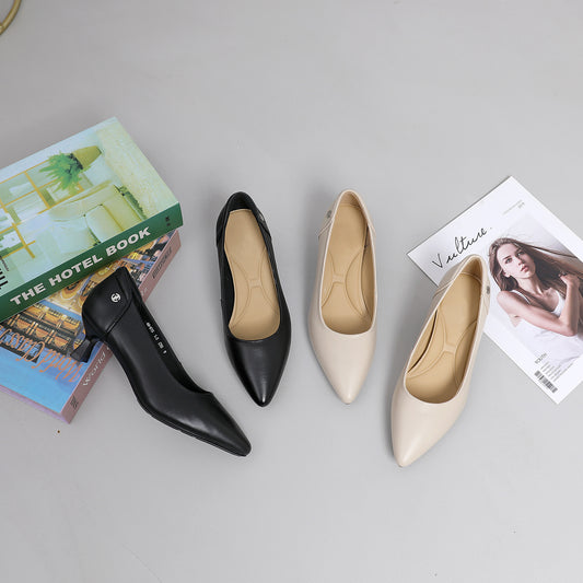 Women's Genuine Chunky Low-cut Spring Formal Wear High Heels