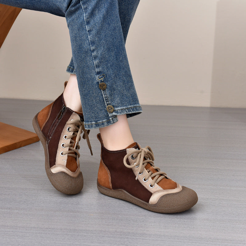 Women's Autumn First Layer Cowhide Board Soft Bottom Single Women's Casual Shoes