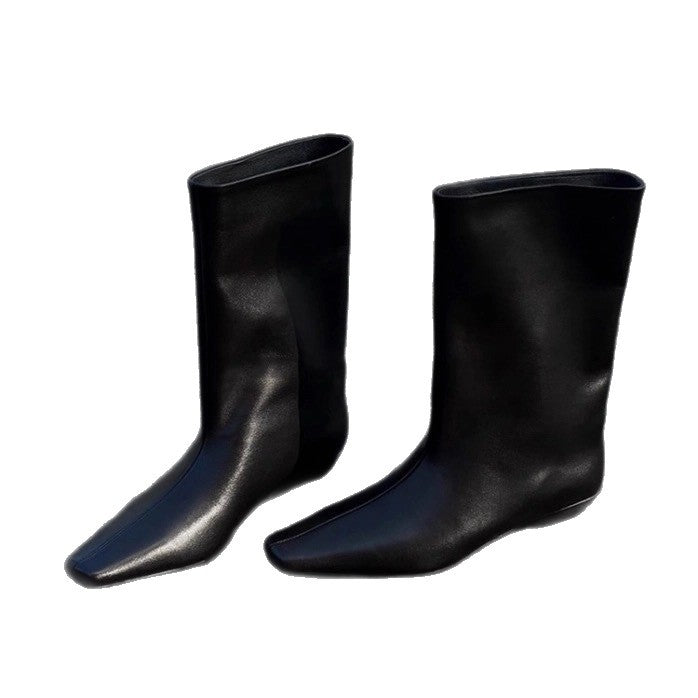 Women's Version Korean Simple Square Toe Temperament Low Knight Female Boots