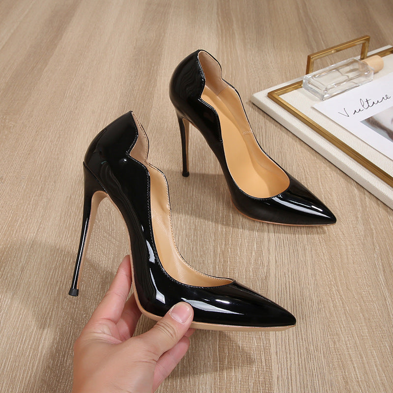 Women's Summer Pointed Toe V-shaped Mouth Large Size Stiletto High Reverse Women's Fashion Shoes