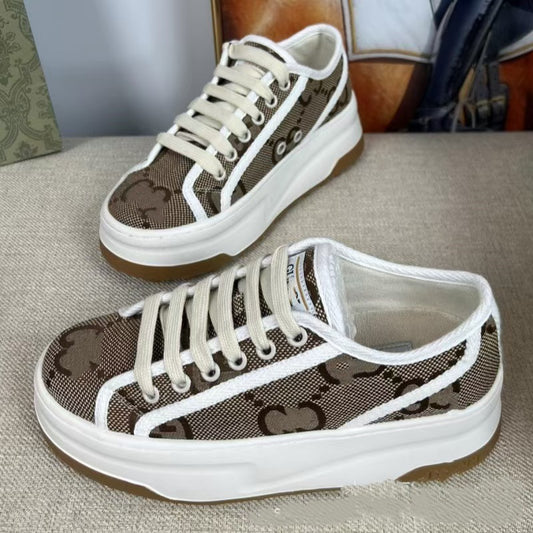 Platform Heightened Vintage Embroidered Board Fashion Canvas Shoes