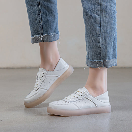 Women's Layer Cowhide Easy Wear Beef Tendon Retro Genuine Board Plus Women's Casual Shoes