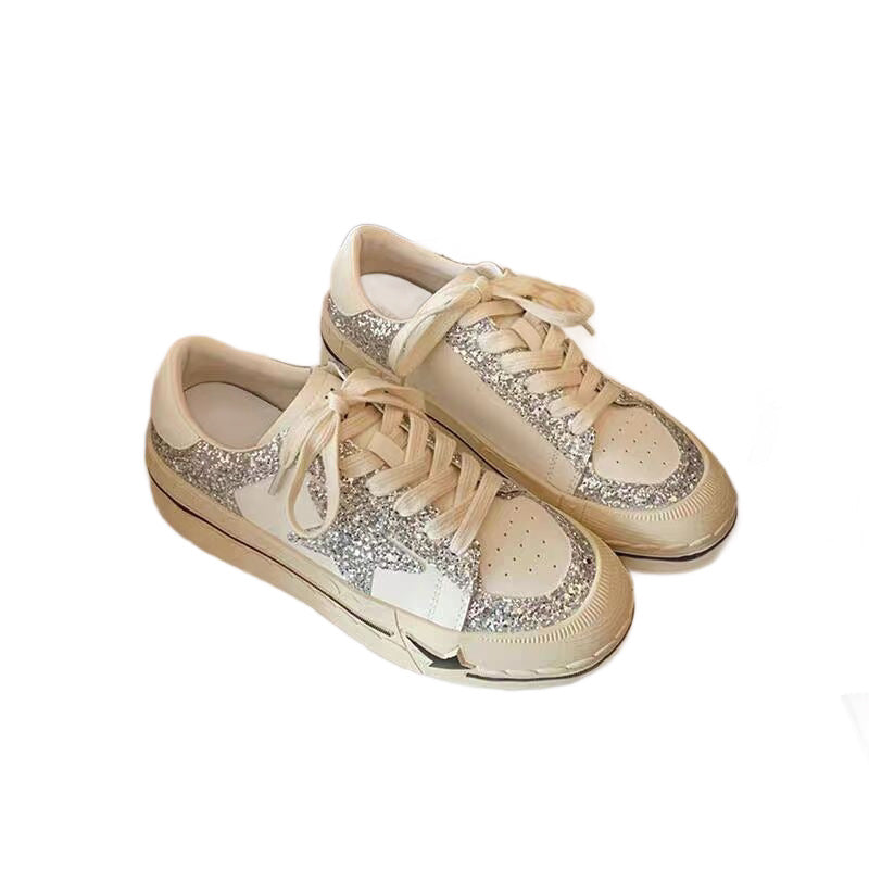 Women's Genuine Sier Bright Platform White Height Women's Sports Shoes