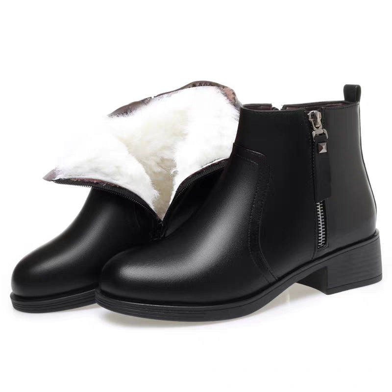Women's Winter Genuine Cotton Flat Veet Short Heels