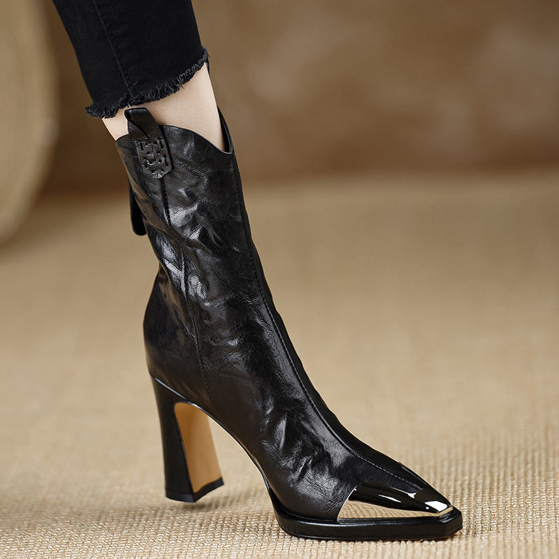 Women's Platform Pointed Ankle Temperament Metal Toe Heels