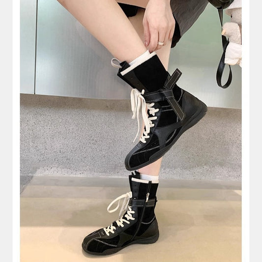 Women's Retro Side Zipper Safari Jacket German Women's Leather Boots