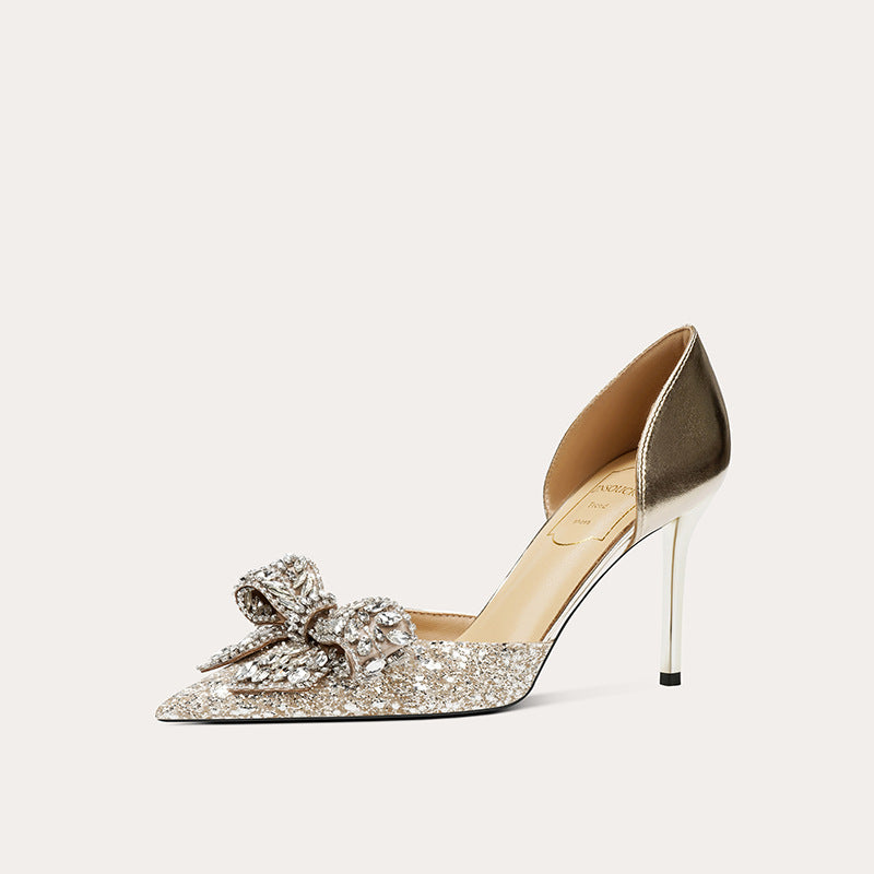 Women's Low-cut Rhinestone Bow Temperament French Style Women's Fashion Shoes