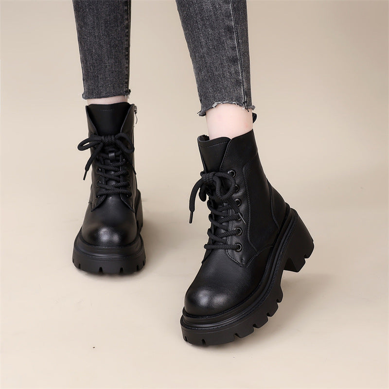 Martin Female First Layer Cowhide Platform Boots