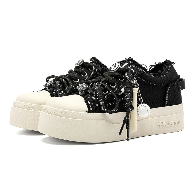 Men's Basic Niche Thick Bottom Trendy Autumn Versatile Breathable Washed Sneakers