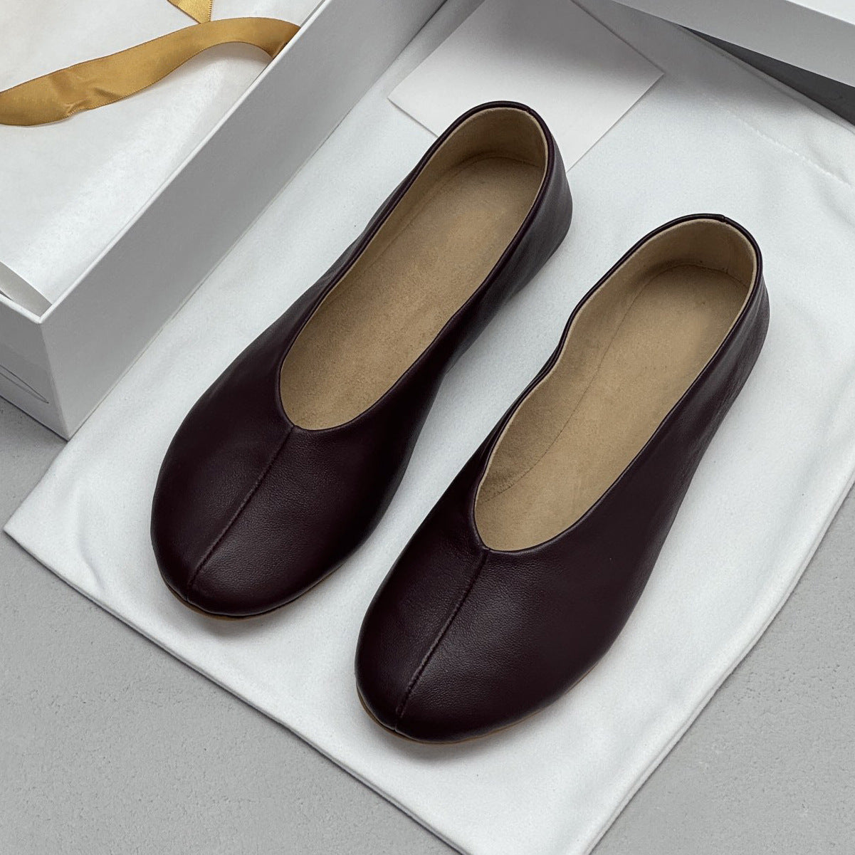 Women's Mary Jane Gold Ballet Super Soft Sheepskin Flat Women's Fashion Shoes