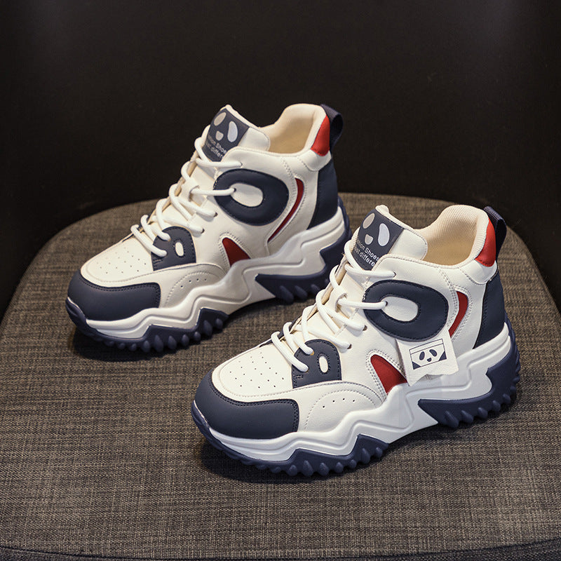 Women's Height Increasing Insole Platform Dad Autumn Explosion Board Black White Women's Casual Shoes