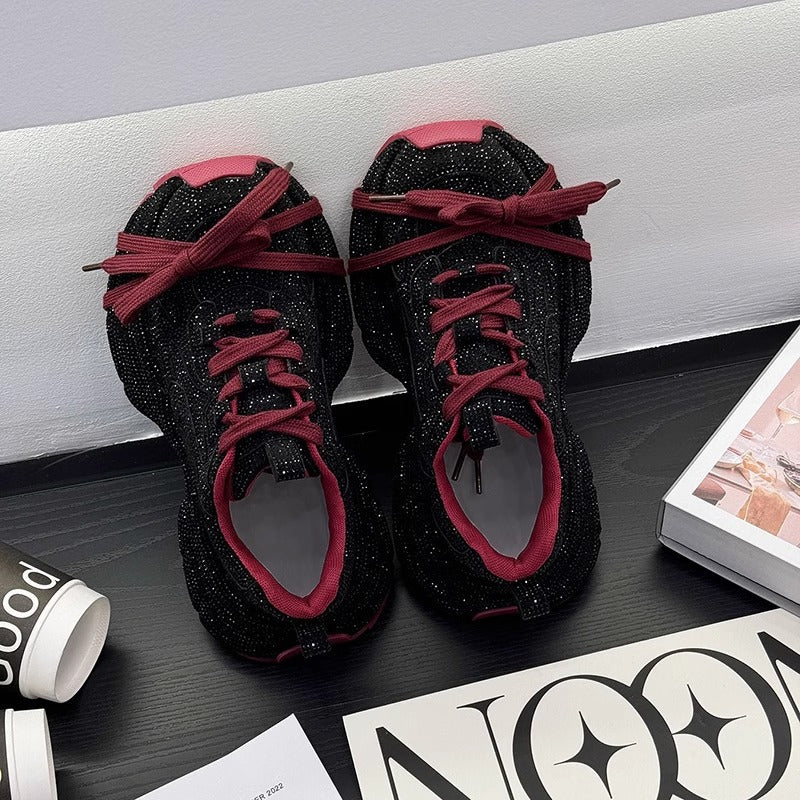 Rhinestone Starry Sky Dad Thick Bottom Elevator Wild Full Casual Shoes