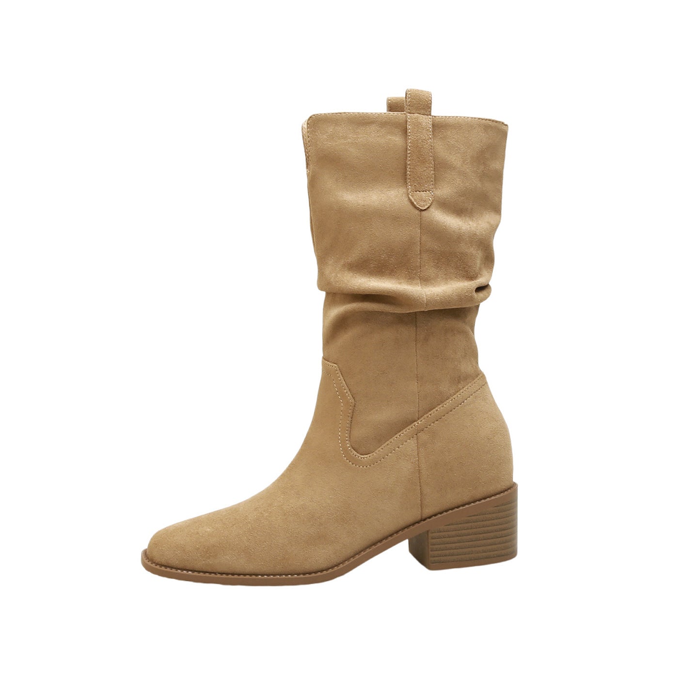 Chunky Height Increasing Insole Desert Pile Style Women's Leather Boots