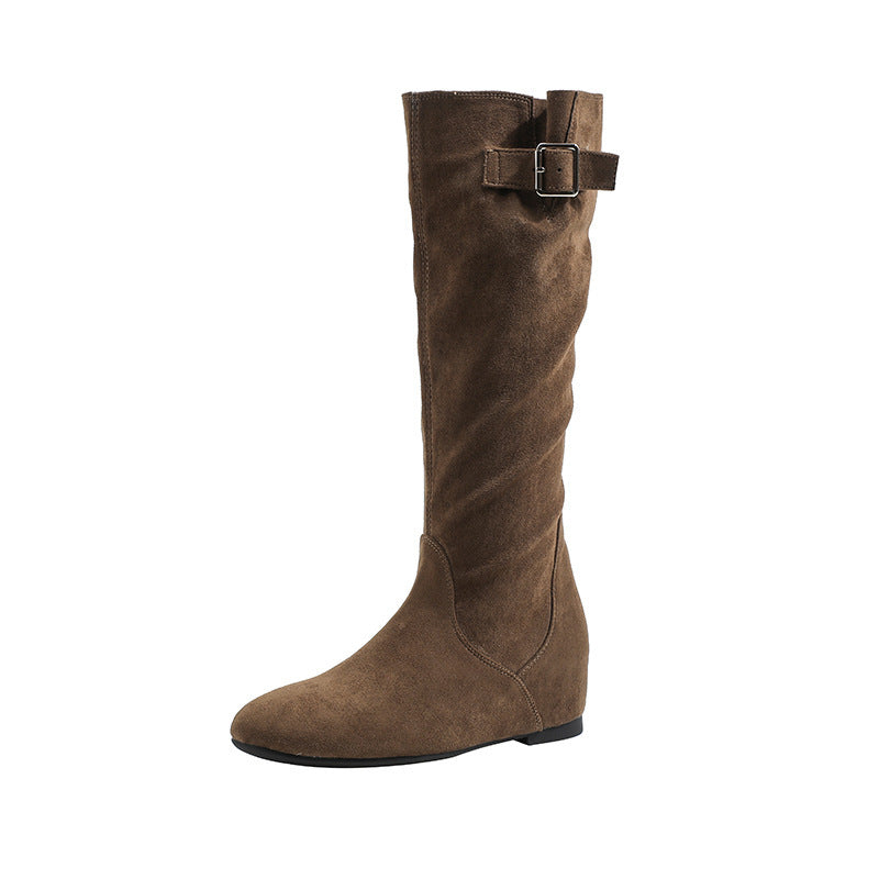 Women's Tall Knight Frosted Retro Western Cowboy Chunky Below The Knee Boots