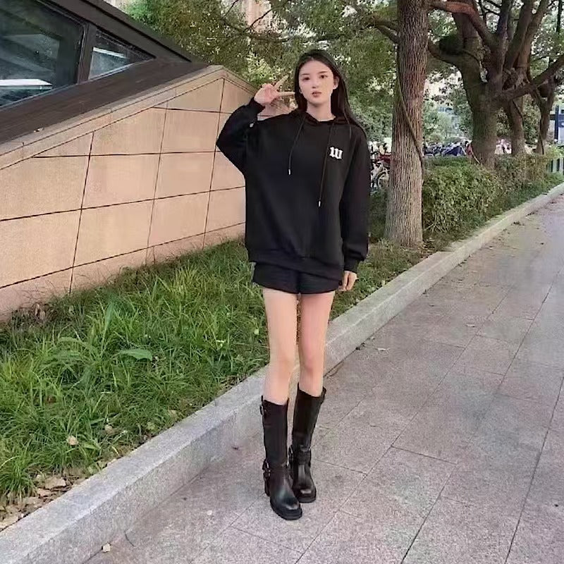 Women's Style Knight Engineer Wide Tube Slimming Modified Leg Women's Leather Boots