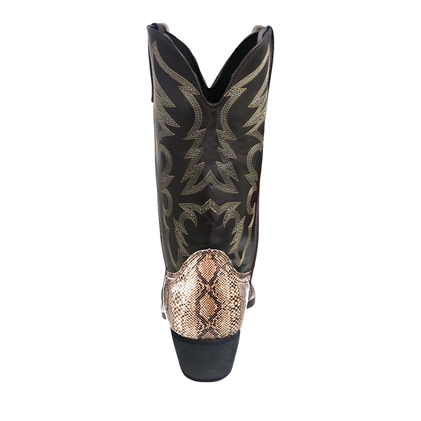 Men's Embroidered High Wooden Root Western Cowboy Pattern Heels