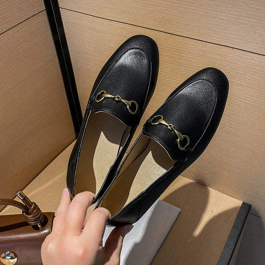 Women's Buckle Flat Slip-on Authentic Pumps Plus Loafers