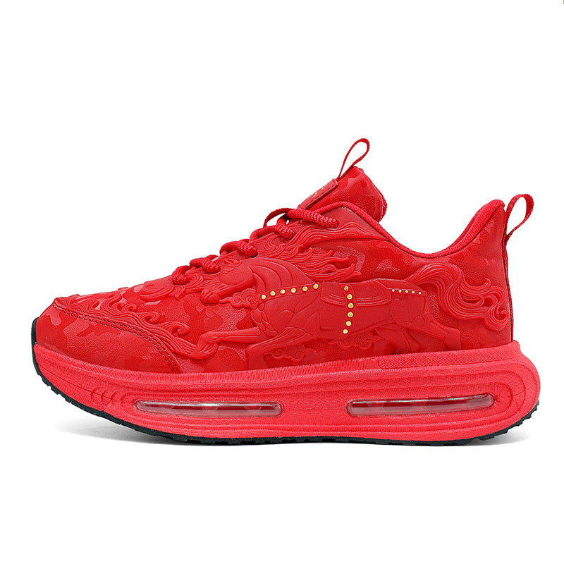 Women's & Men's Horse Limited Chinese Red Large Size Air Men's Sports Shoes