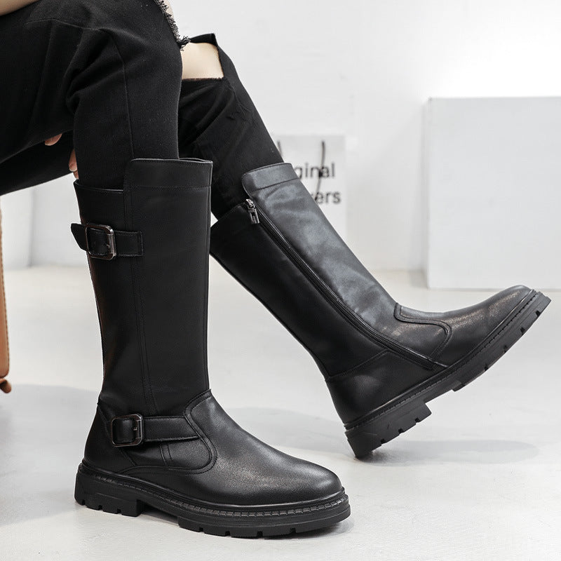 Men's Top Martin Genuine Knee-high Knight Long Thick Men's Leather Boots