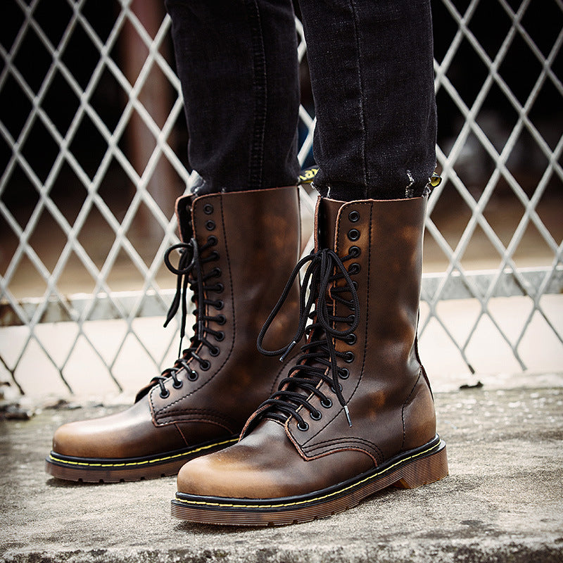 Women's & Men's Large Size British Riding Long Biker Men's Martin Boots