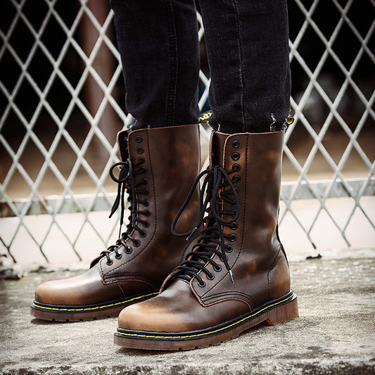 Women's & Men's Large Size British Riding Long Biker Men's Martin Boots