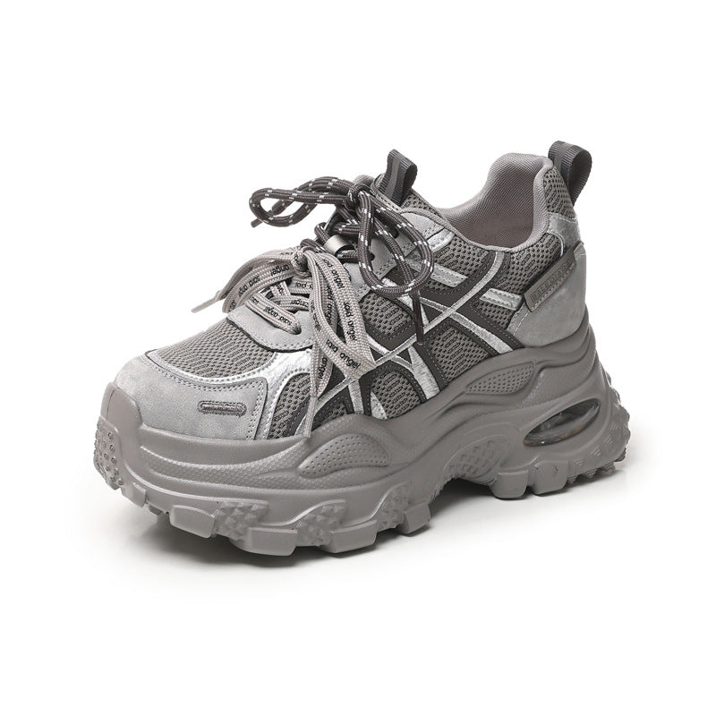 Women's Platform Height Increasing Insole Fashion Mesh Dad Sports Casual Shoes