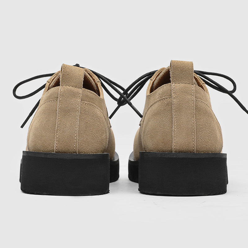 Men's Platform Height Increasing Trendy American Vintage Men's Casual Leather Shoes