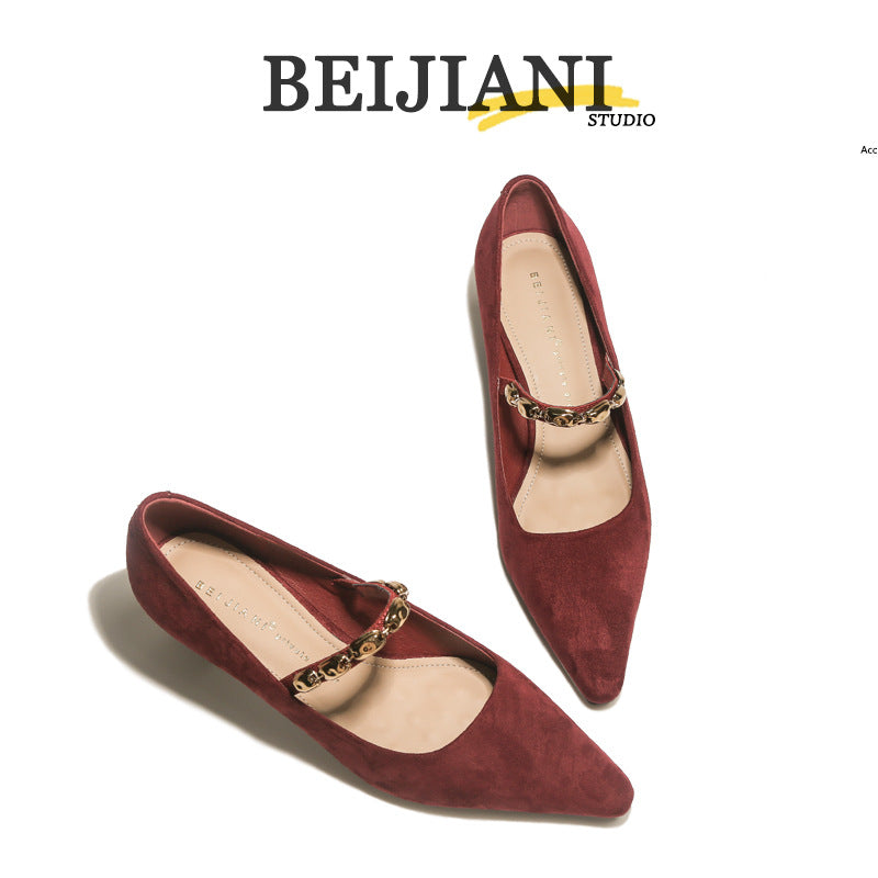 Women's French Cashmere Temperament High Chunky Mid Women's Fashion Shoes