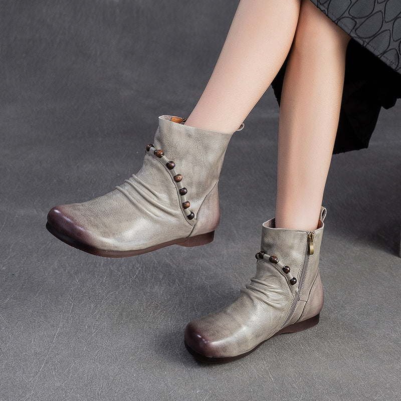 Women's Retro Fashion Ankle Side Zipper Comfortable Boots