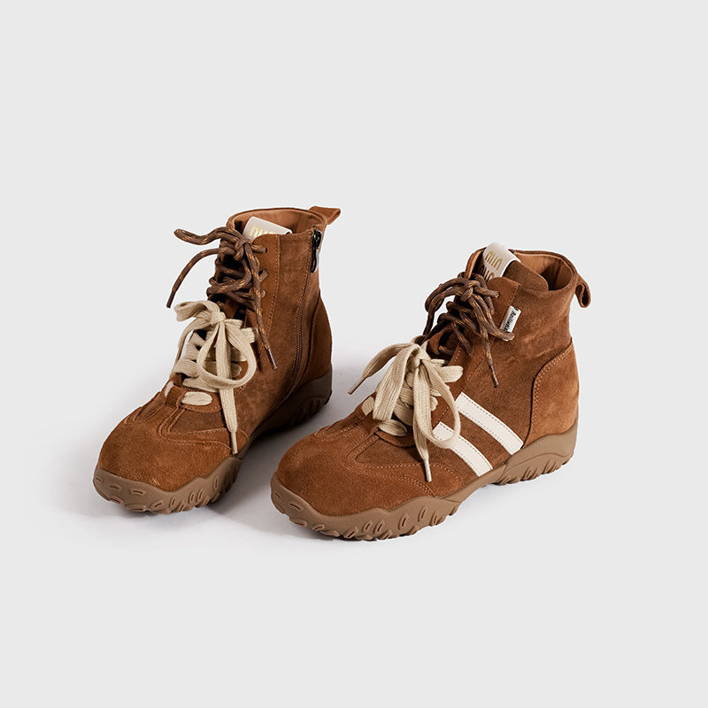 Women's Cowhide Version Boxing Winter Vintage Martin Height Women's Casual Shoes